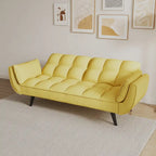 Canapé-lit 57, Futon confortable en mélange de polyester avec 2 oreillers carrés, Canapé-lit convertible avec dossier réglable