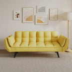 Canapé-lit 57, Futon confortable en mélange de polyester avec 2 oreillers carrés, Canapé-lit convertible avec dossier réglable