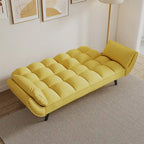 Canapé-lit 57, Futon confortable en mélange de polyester avec 2 oreillers carrés, Canapé-lit convertible avec dossier réglable