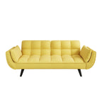 Canapé-lit 57, Futon confortable en mélange de polyester avec 2 oreillers carrés, Canapé-lit convertible avec dossier réglable