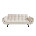 Canapé-lit 57, Futon confortable en mélange de polyester avec 2 oreillers carrés, Canapé-lit convertible avec dossier réglable