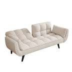 Canapé-lit 57, Futon confortable en mélange de polyester avec 2 oreillers carrés, Canapé-lit convertible avec dossier réglable