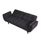 Canapé-lit 57, Futon confortable en mélange de polyester avec 2 oreillers carrés, Canapé-lit convertible avec dossier réglable