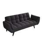 Canapé-lit 57, Futon confortable en mélange de polyester avec 2 oreillers carrés, Canapé-lit convertible avec dossier réglable