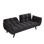 Canapé-lit 57, Futon confortable en mélange de polyester avec 2 oreillers carrés, Canapé-lit convertible avec dossier réglable