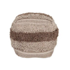 Pouf ottoman rayé – 18 – Beige et marron