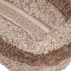 Pouf ottoman rayé – 18 – Beige et marron