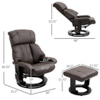 Fauteuil inclinable de massage pivotant à 360° en cuir PU avec inclinaison à 145°, repose-pieds, télécommande et poche latérale