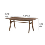 Table à manger, 180 cm, pieds inclinés de style rétro, bois d'hévéa massif marron