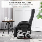 Fauteuil inclinable pivotant en cuir PU avec repose-pieds et dossier réglable
