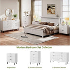 Commode cannelée à 5 tiroirs pour chambre à coucher, couloir, entrée