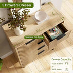 Commode cannelée à 5 tiroirs pour chambre à coucher, couloir, entrée