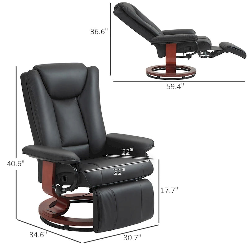 Fauteuil inclinable pivotant à dossier haut 30,7 avec repose-pieds