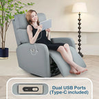 Fauteuil Inclinable Pivotant Électrique en PU avec Rotation à 270°, Inclinaison Électrique de 95-160° et Deux Ports USB - Capacité de 150 kg