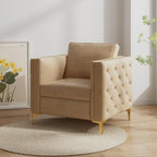 Fauteuil capitonné de couleur kaki 35.4