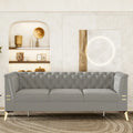 Canapé chesterfield 3 places en velours de 208 cm avec pieds en métal doré, éponge haute résilience et coussins amovibles