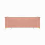 Canapé chesterfield 3 places en velours de 208 cm avec pieds en métal doré, éponge haute résilience et coussins amovibles