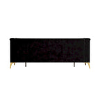 Canapé chesterfield 3 places en velours de 208 cm avec pieds en métal doré, éponge haute résilience et coussins amovibles