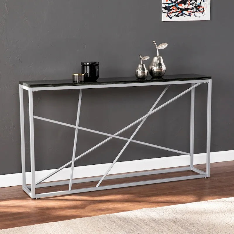 Console étroite effet marbre
