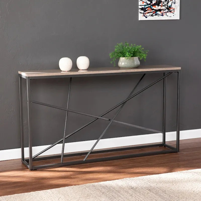 Console étroite effet marbre