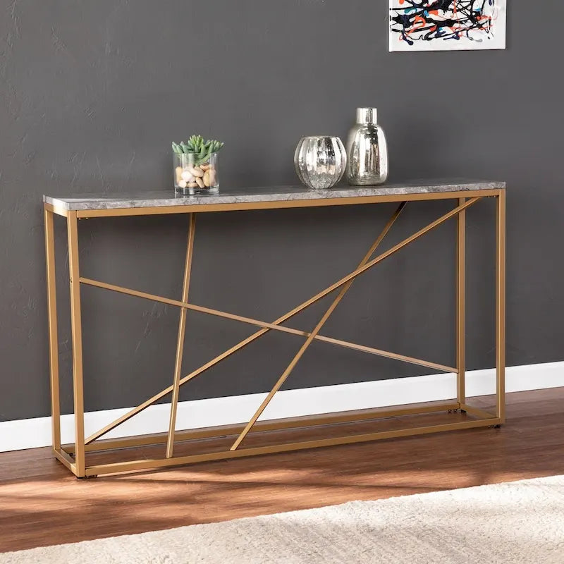  Sigrid Faux Marble Skinny Console Table