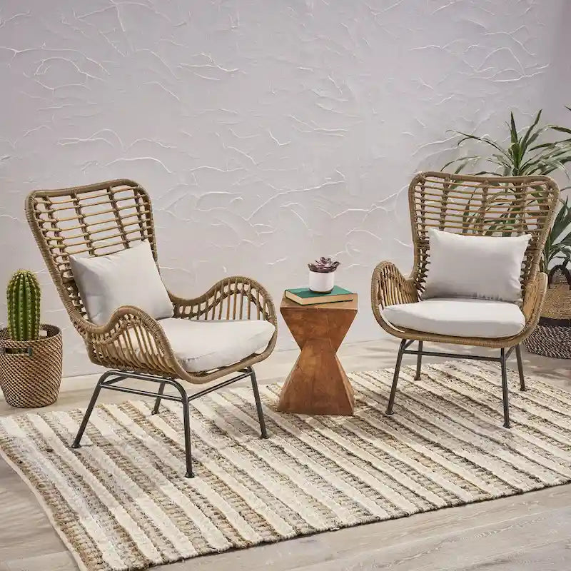 Montana Indoor Wicker Club Chairs with Cushions (Set of 2) by 