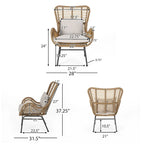 Fauteuils de club en osier d'intérieur avec coussins (lot de 2)