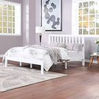 Lit plateforme queen en acacia, style ferme moderne