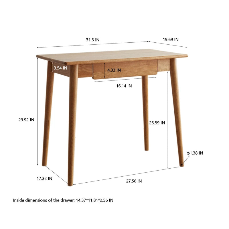 Bureau d'étude en bois massif avec tiroir