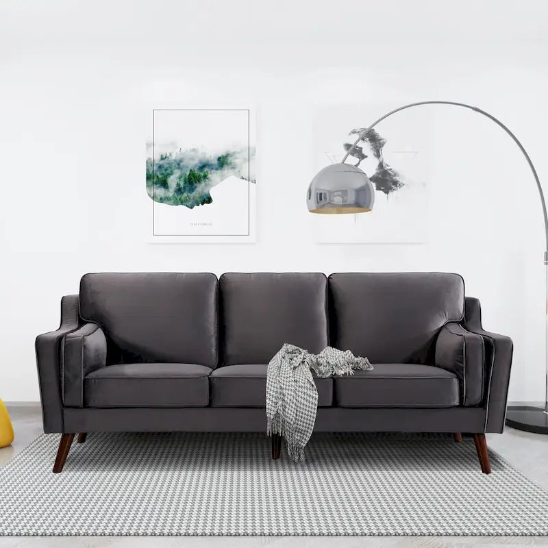 Canapé 3 places en velours avec coussin rembourré de 15 cm pour salon/appartement/bureau