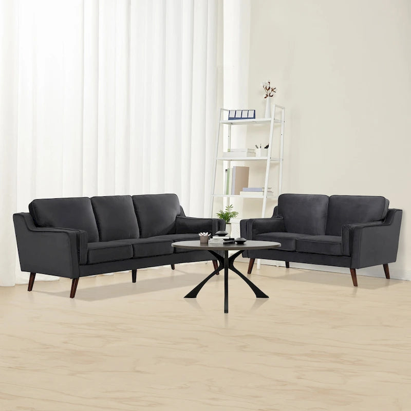 Canapé 3 places en velours avec coussin rembourré de 15 cm pour salon/appartement/bureau