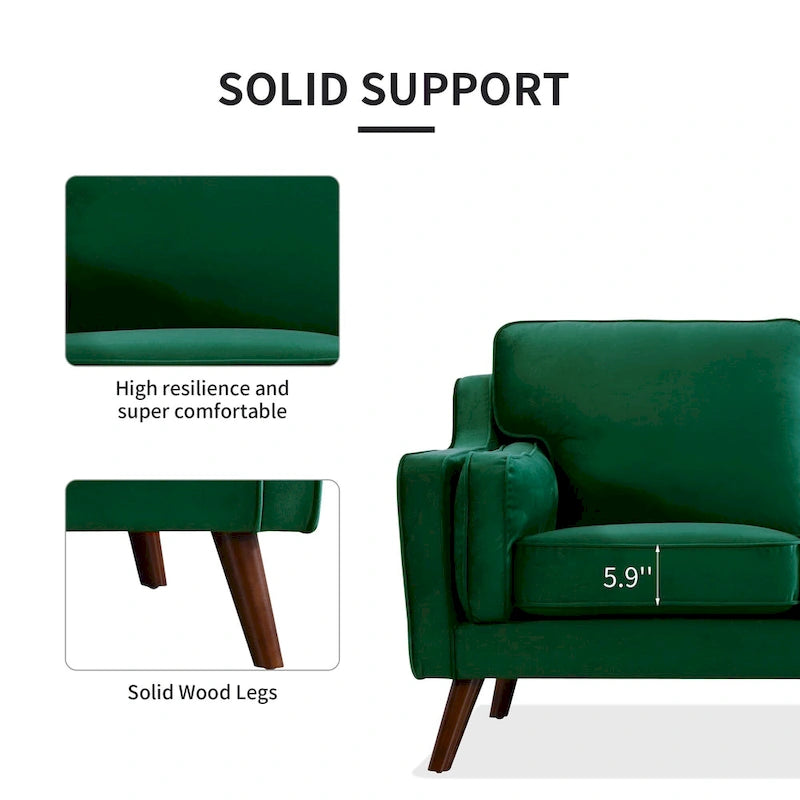 Canapé 3 places en velours avec coussin rembourré de 15 cm pour salon/appartement/bureau