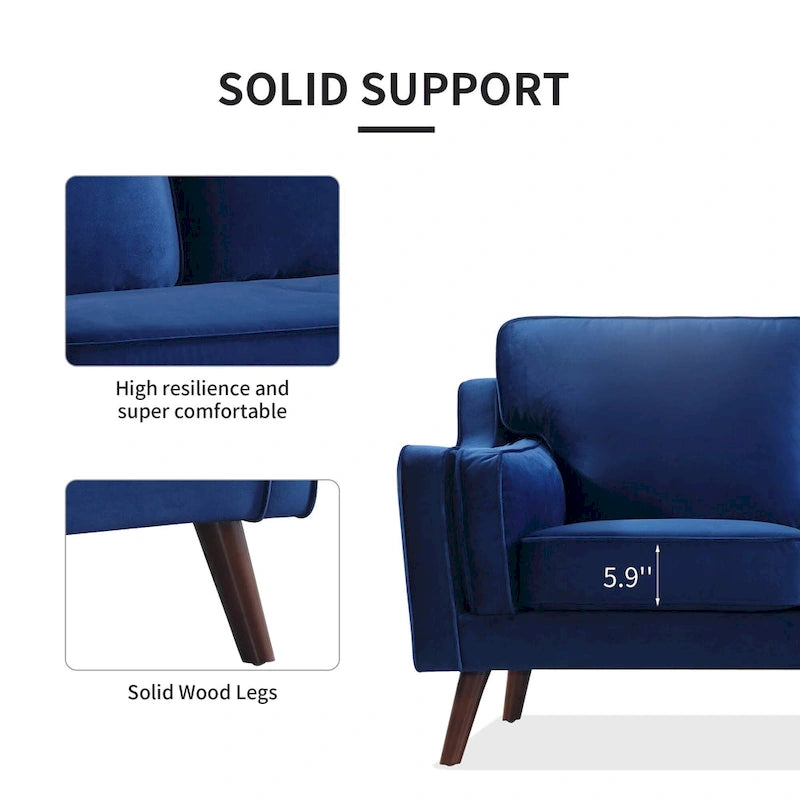 Canapé 3 places en velours avec coussin rembourré de 15 cm pour salon/appartement/bureau