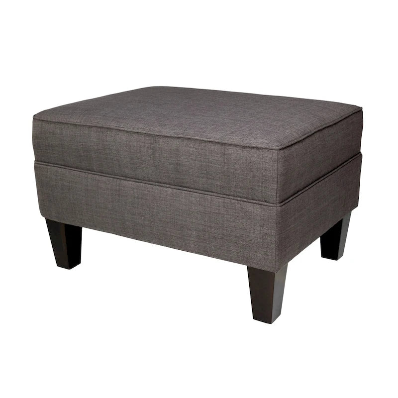 Ottoman capitonné en tissu carré avec passepoil