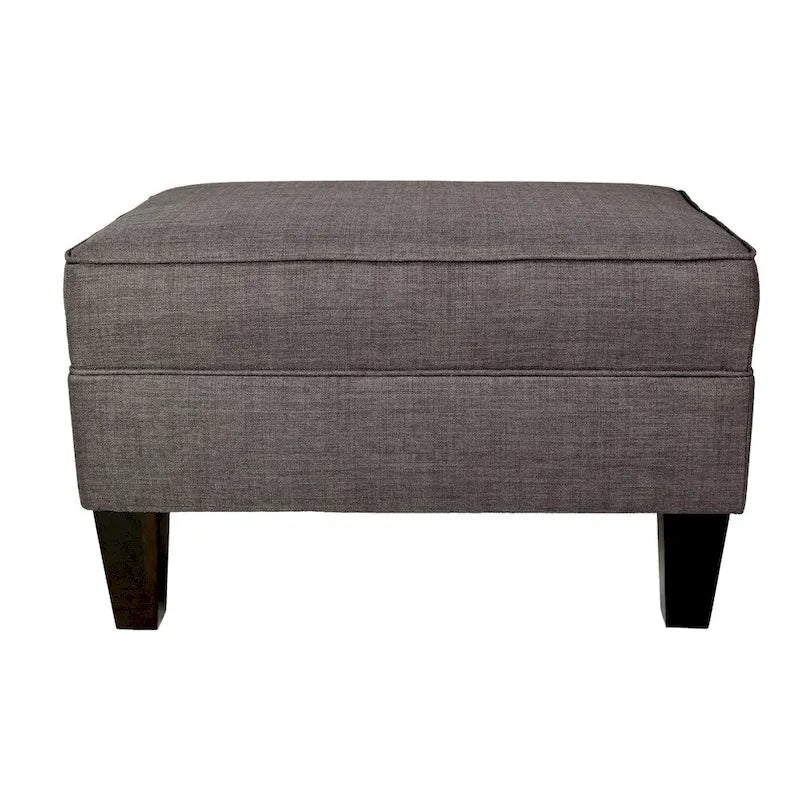 Ottoman capitonné en tissu carré avec passepoil