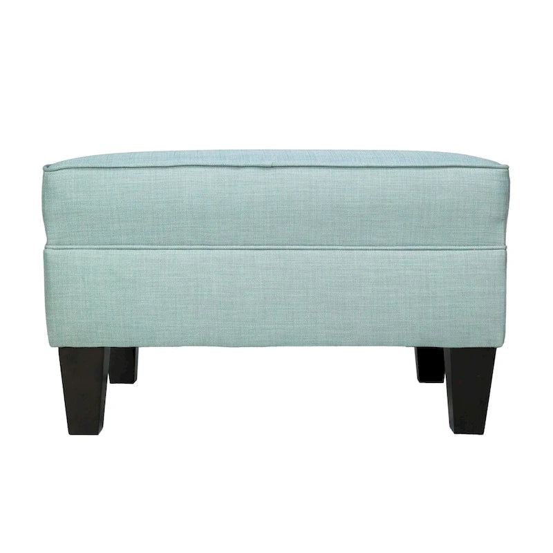 Ottoman capitonné en tissu carré avec passepoil