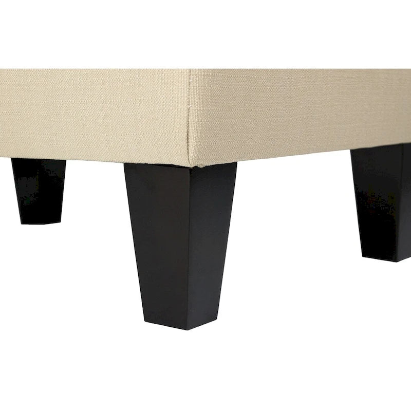 Ottoman capitonné en tissu carré avec passepoil