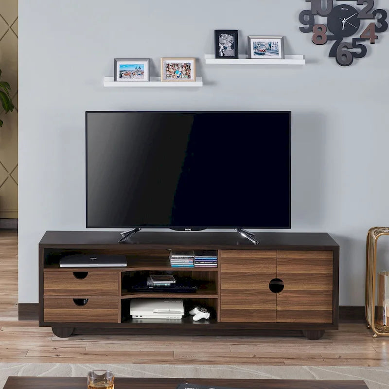 Meuble TV console multifonctionnel contemporain marron de 160 cm