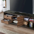 Meuble TV console multifonctionnel contemporain marron de 160 cm