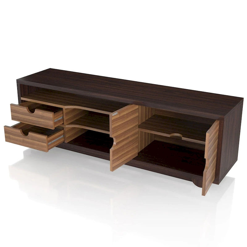 Meuble TV console multifonctionnel contemporain marron de 160 cm