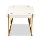 Table basse Glam en métal doré brossé et bois à finition blanche