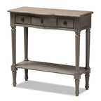 Console en bois 1 tiroir, finition gris campagne française