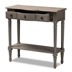 Console en bois 1 tiroir, finition gris campagne française