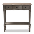 Console en bois 1 tiroir, finition gris campagne française