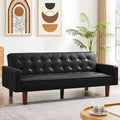 Canapé futon en PU pour salon, canapé-lit convertible en similicuir, capitonné, pour chambre à coucher