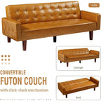 Canapé futon en PU pour salon, canapé-lit convertible en similicuir, capitonné, pour chambre à coucher