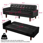 Canapé futon en PU pour salon, canapé-lit convertible en similicuir, capitonné, pour chambre à coucher
