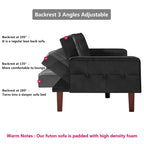 Canapé futon en PU pour salon, canapé-lit convertible en similicuir, capitonné, pour chambre à coucher