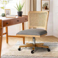 Chaise de bureau moderne Calcutta avec dossier en rotin et pieds en bois massif