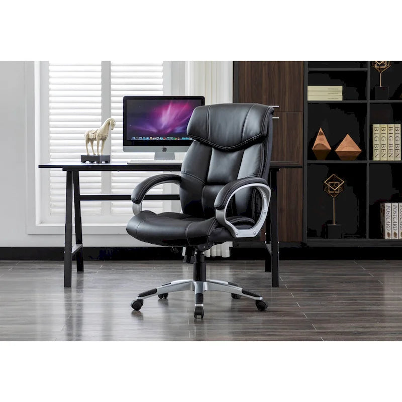  Novak Executive Office Chair, PU Leather, Roller Wheels